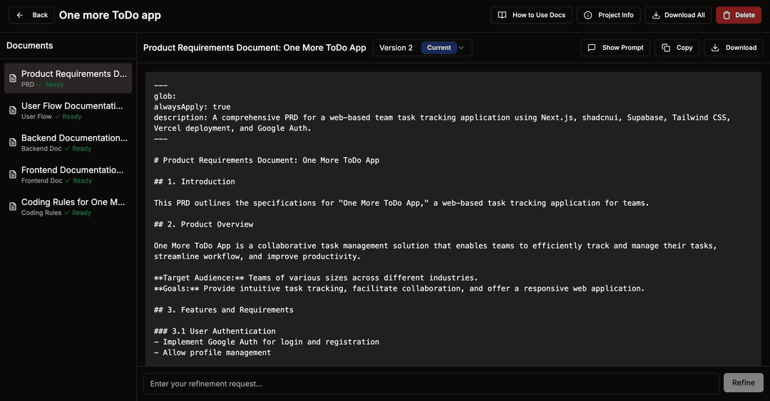 Download generated documentation as Cursor Rules